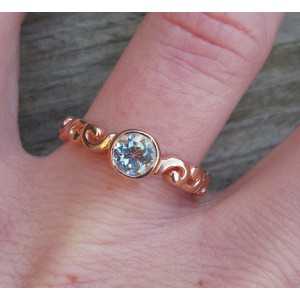 Gold-plated ring set with round blue Topaz 17.3 mm