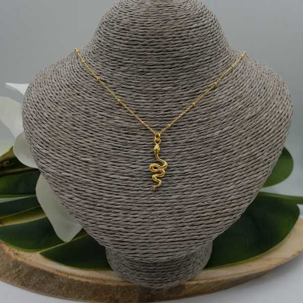 Gold plated necklace with snake pendant