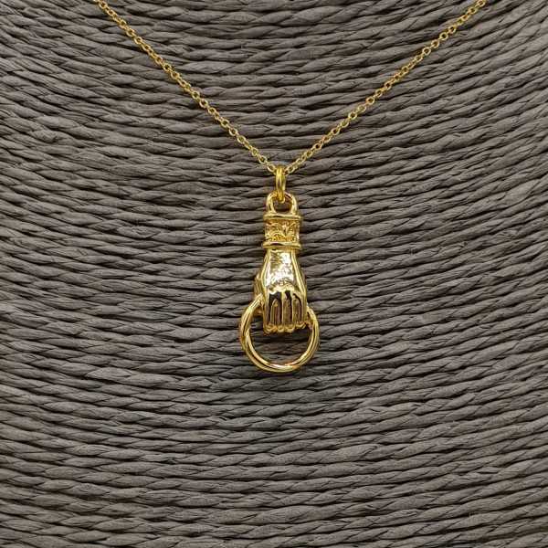 Gold plated necklace with hand pendant