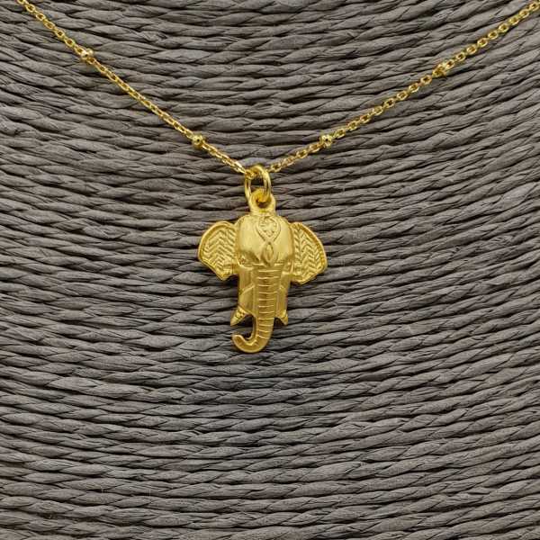 Vergoldete Halskette mit matt Ganesh Elefant Anhänger