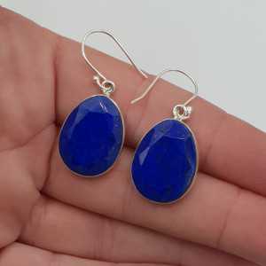 Silver earrings with facet cut Lapis Lazuli