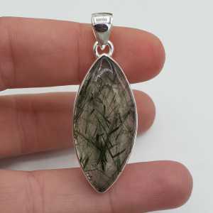 Silver pendant with marquise green Rutielkwarts