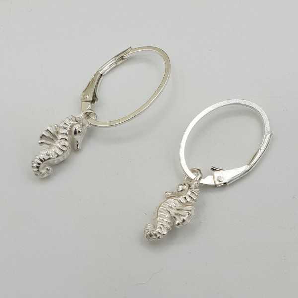 Silver earrings with seahorse pendant