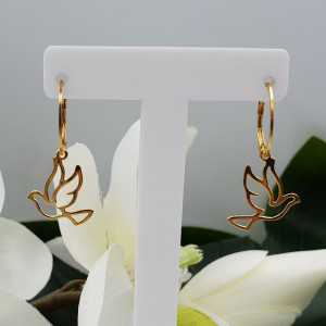 Gold plated earrings with dove pendant