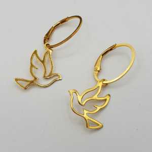 Gold plated earrings with dove pendant