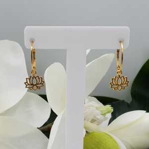 Gold plated earrings with lotus pendant