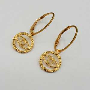Gold plated earrings with evil eye pendant