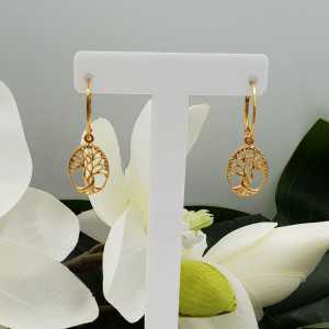 Gold plated earrings with oval levenboom pendant