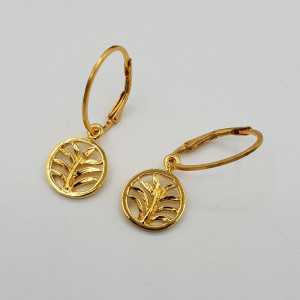 Gold plated earrings with palm leaf pendant