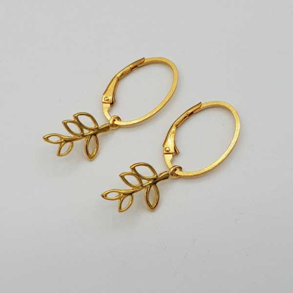 Gold plated earrings with leaf pendant