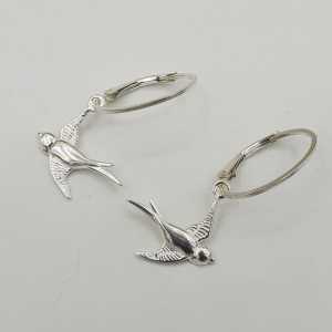 Silver earrings with swallow pendant