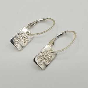 Silver earrings with rectangular tree of life pendant