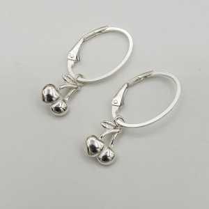 Silver earrings with cherry pendant