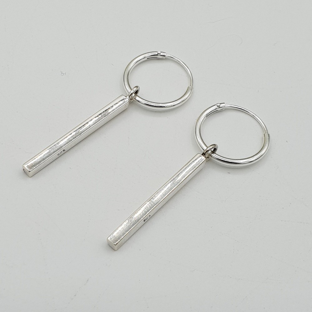 Silver creoles with rod hanger