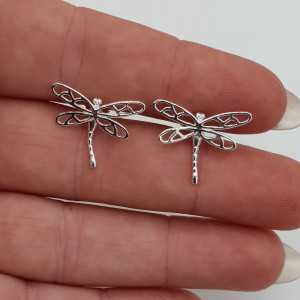 Silver oorknoppen dragonflies