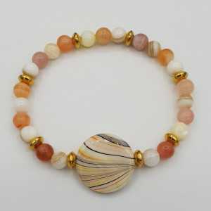 Bracelet with botswana Agate and shell