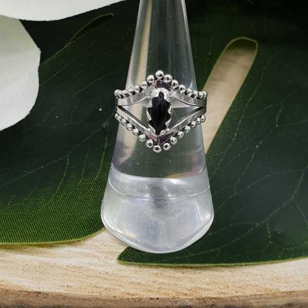 Silber boho-ring mit schwarzem Onyx