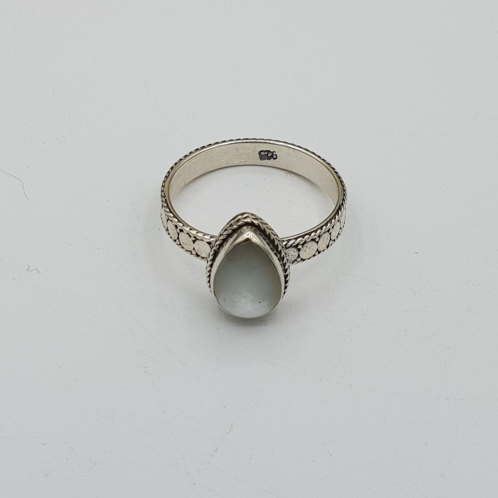 Silver ring set with oval mother-of-Pearl