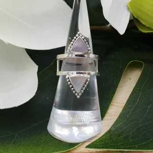 Silver ring set with triangular mother-of-Pearl