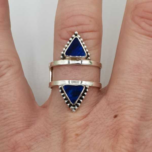 Silber ring-set mit dreieckigen blue Abalone shell