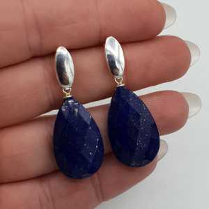 Zilveren oorbellen met Lapis Lazuli briolet