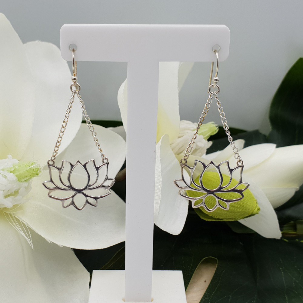 Silber Ohrringe mit Lotus