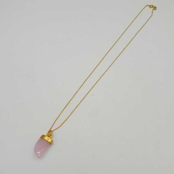 Vergoldete Halskette mit rosa Chalcedon horn Anhänger