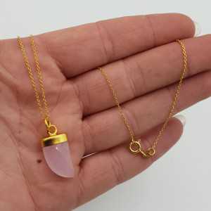 Gold plated necklace with pink Chalcedony horn pendant