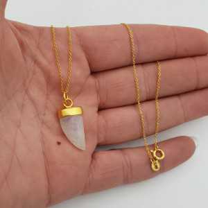 Gold plated necklace with rainbow Moonstone horn pendant
