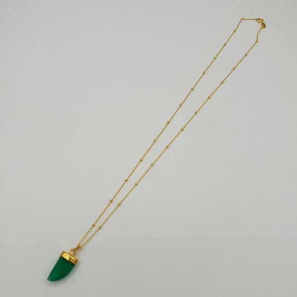 Vergoldete Halskette mit grünem Onyx horn Anhänger
