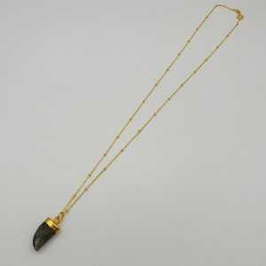Gold plated necklace with Labradorite horn pendant