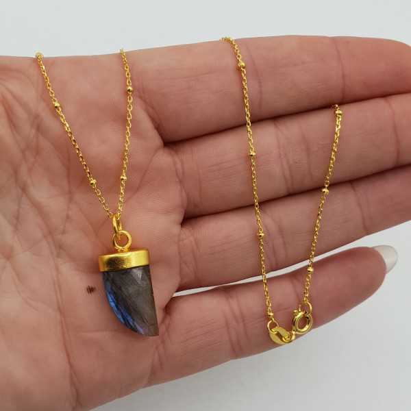 Gold plated necklace with Labradorite horn pendant