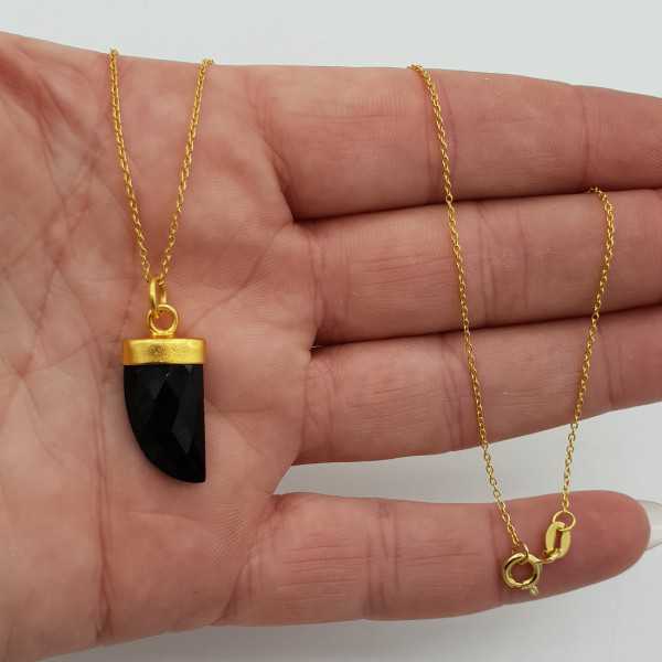 Gold plated necklace with black Onyx horn pendant