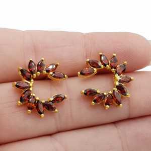Gold plated earrings set with marquise cut Garnets