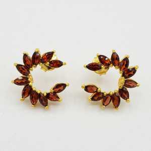 Gold plated earrings set with marquise cut Garnets