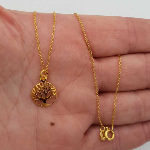 Gold plated necklace with small round tree of life pendant