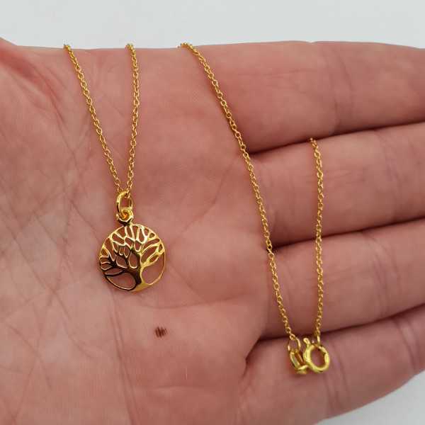 Vergoldete Halskette mit kleinen Runden Baum des Lebens Anhänger