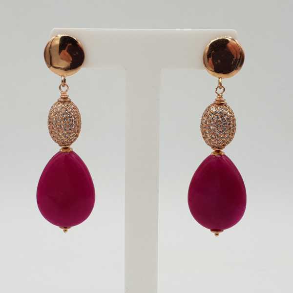 Earrings with fuchsia pink Jade briolet
