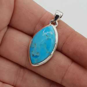 Silver pendant set with marquise Turquoise