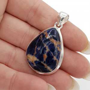 Silver pendant with drop-shaped orange Sodalite