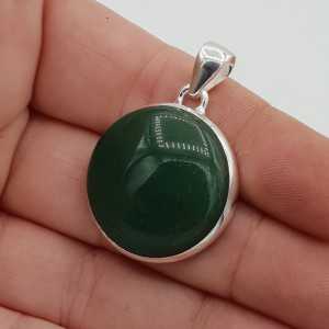 Silver pendant set with round cabochon Aventurine