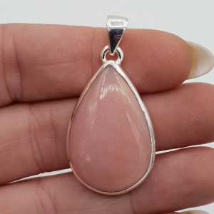 Silver pendant oval cabochon pink Opal