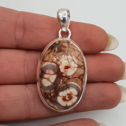 Zilveren hanger Birds Eye (Vogel oog) Jaspis