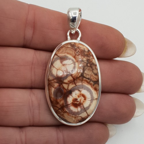 Zilveren hanger gezet met Birds Eye (Vogel oog) Jaspis