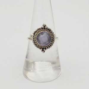 Silber ring set mit round facet cut rose quartz 17,5 mm