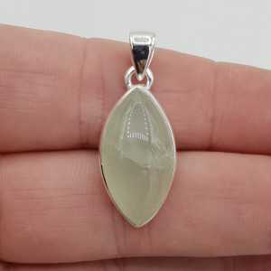 Silver pendant with marquise cabochon cut its color