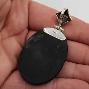 Silver pendant with oval Lava stone