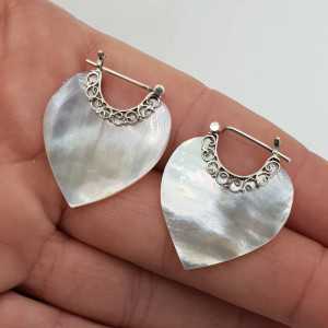 925 Sterling silver mother of Pearl creoles