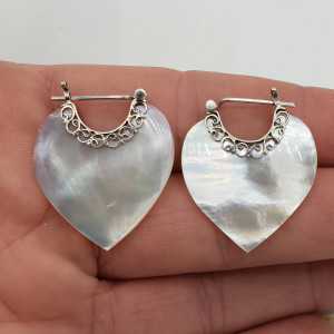 925 Sterling silver mother of Pearl creoles