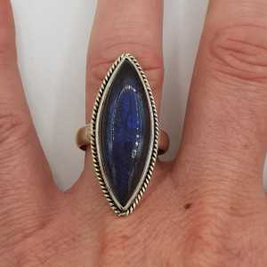 Zilveren edelsteen ring met marquise Labradoriet 18 mm